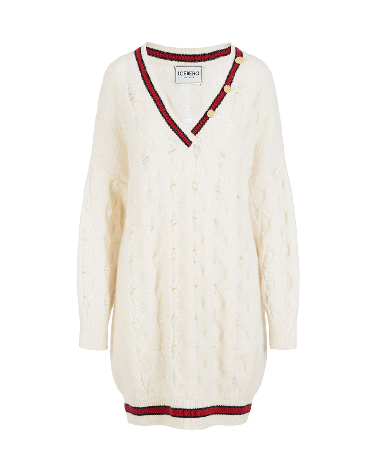 Women's cream mini knit dress - Knitwear | Iceberg - Official Website