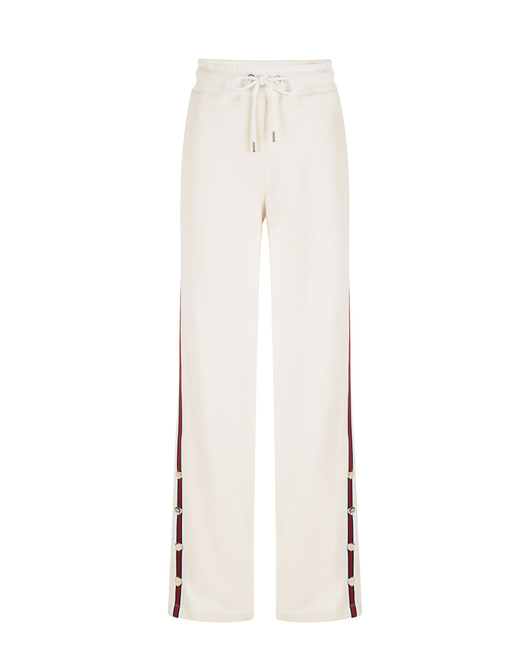 Pantaloni donna color cipria in felpa con banda laterale a contrasto e bottoni dorati - Pantaloni | Iceberg - Official Website