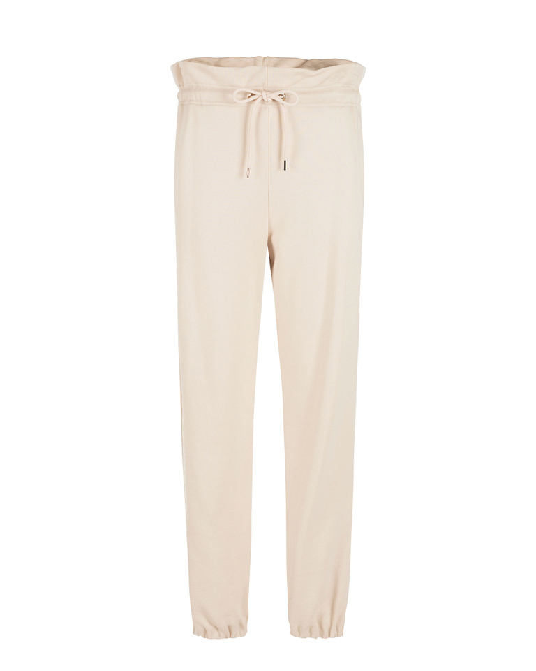 Pantaloni paperbag donna color cipria con dettaglio arricciato e tape logato tono su tono - Pantaloni | Iceberg - Official Website