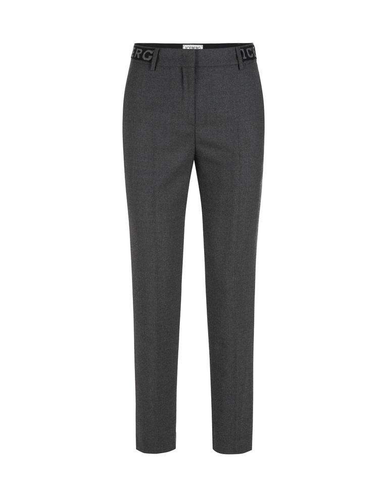 Women's skinny fit grey wool flannel trousers - Trousers | Iceberg - Official Website