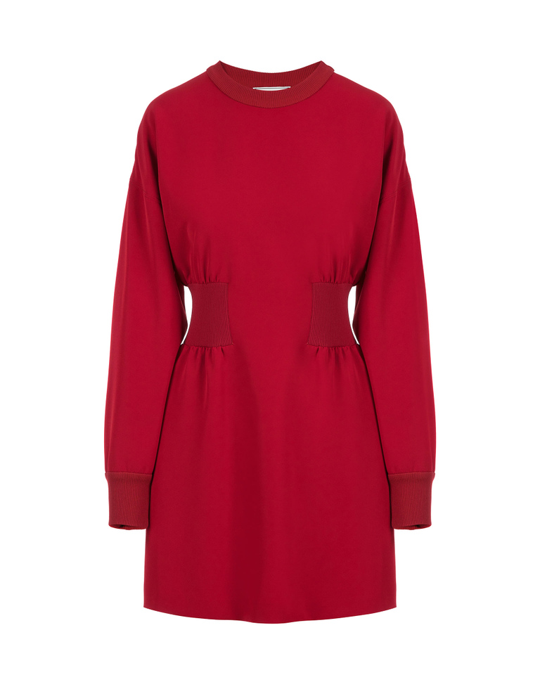 Women's day dress in dark red technical stretched cady - Dresses & Skirts | Iceberg - Official Website