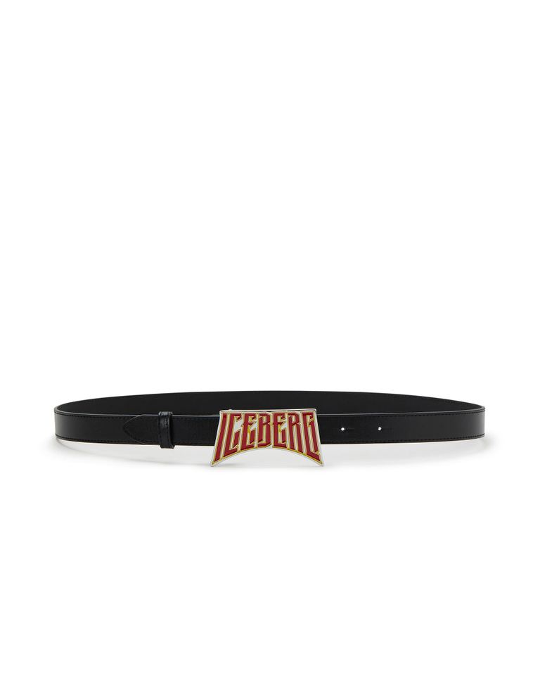 Men's black belt with Iceberg logo buckle - Accessories | Iceberg - Official Website