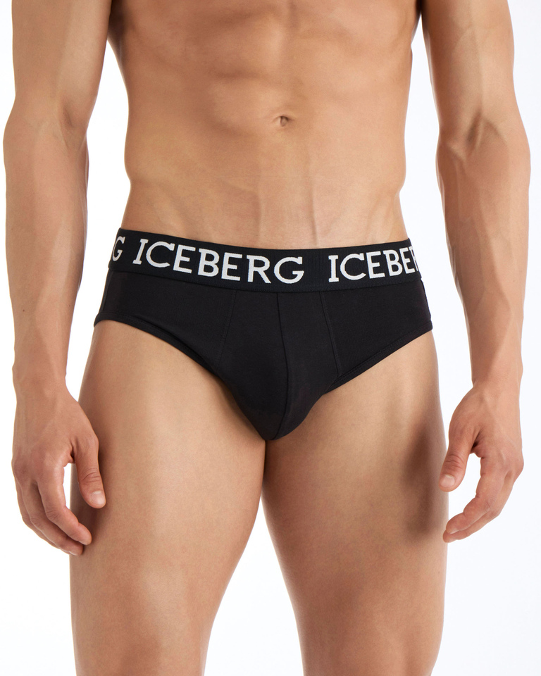 Slip nero in cotone con logo - per abilitare | Iceberg - Official Website