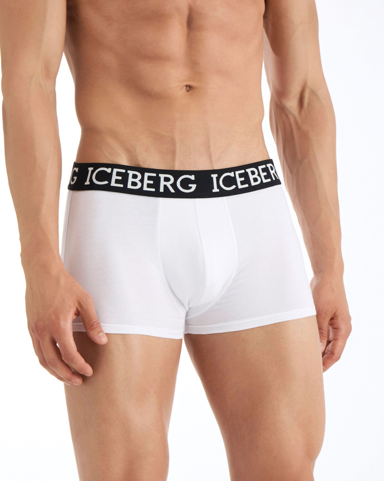 Boxer bianco in cotone con logo - Underwear | Iceberg - Official Website