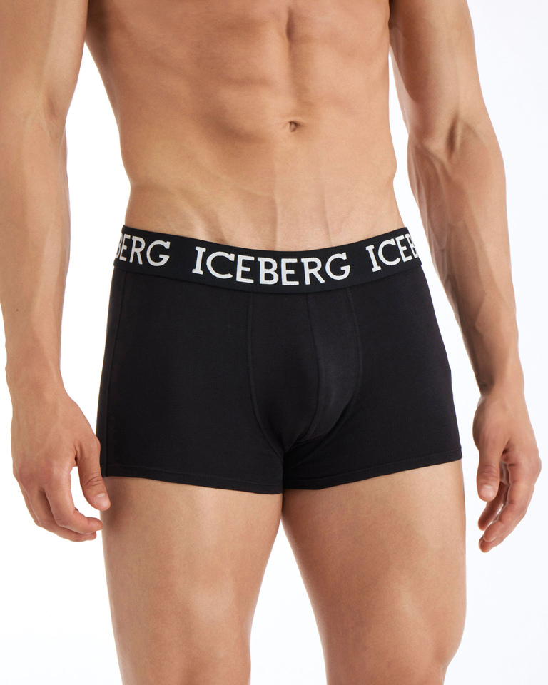 Boxer nero in cotone con logo - per abilitare | Iceberg - Official Website