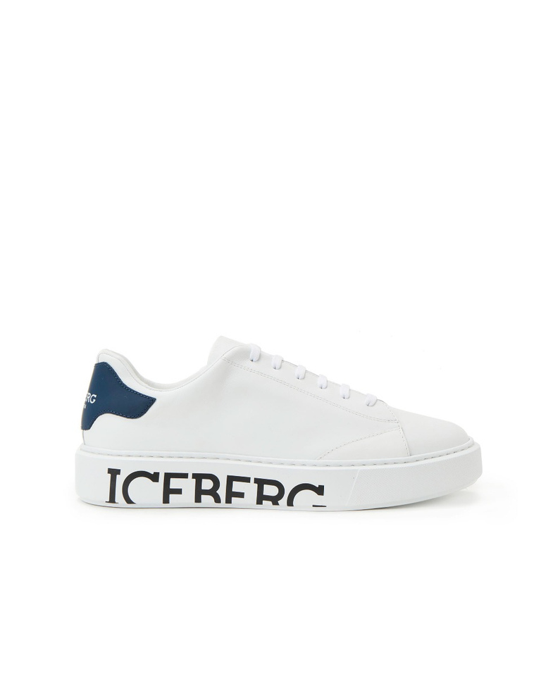White leather trainers with logo - Shoes | Iceberg - Official Website