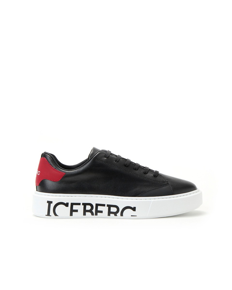 Black leather trainers with logo - Shoes | Iceberg - Official Website