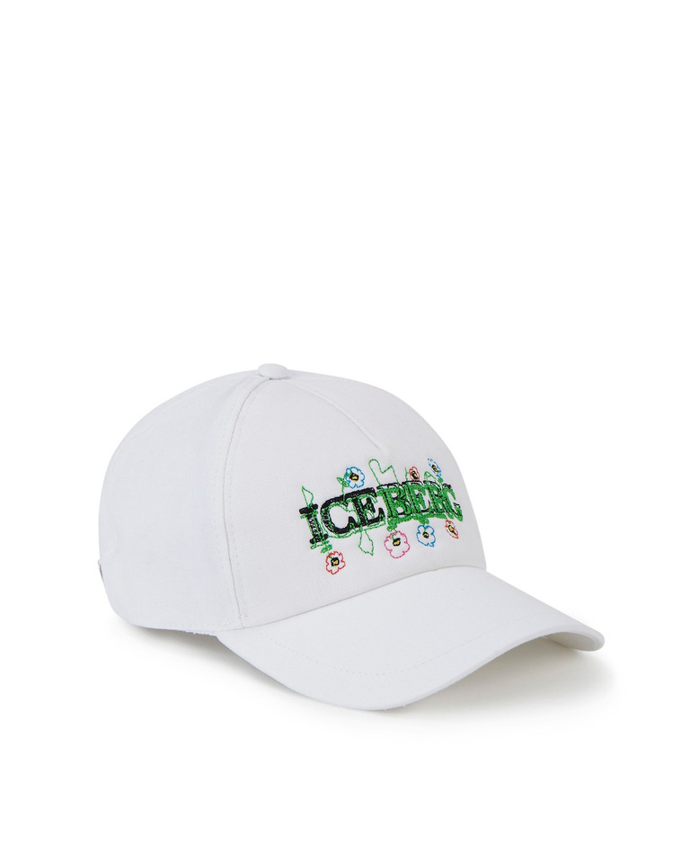 Men's white baseball cap with Blurry flowers logo - Accessories | Iceberg - Official Website