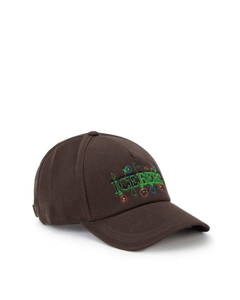Men's brown baseball cap with Blurry flowers logo - Accessories | Iceberg - Official Website