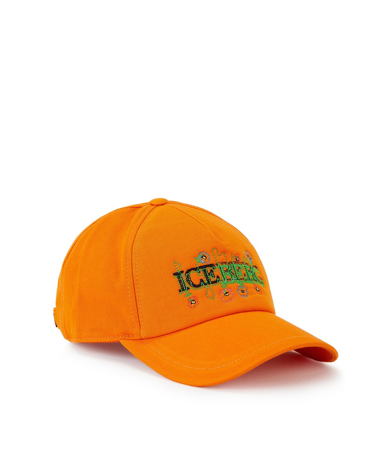 Men's orange baseball cap with Blurry flowers logo - Accessories | Iceberg - Official Website