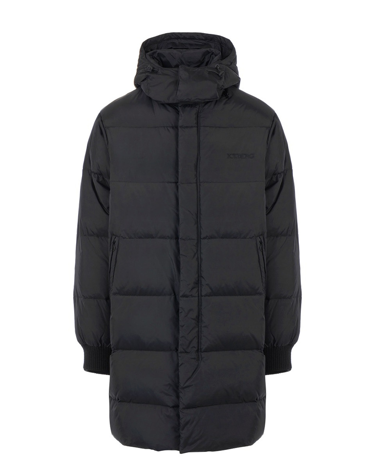 Men's nylon goose down jacket with zip front and logo - Jackets | Iceberg - Official Website