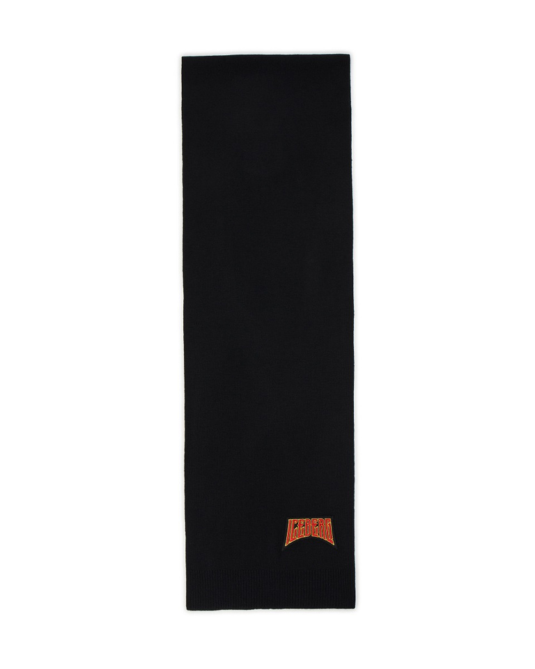 Men's black wool scarf with contrasting logo - Accessories | Iceberg - Official Website