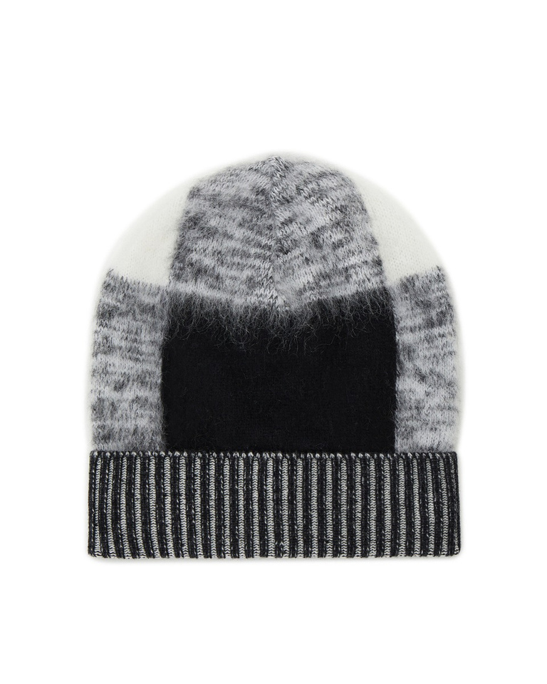 Women's black and white checkered merino wool hat - Accessories | Iceberg - Official Website