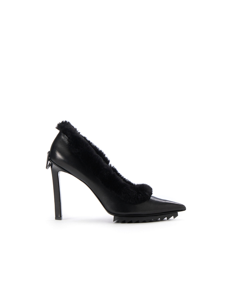 Giorgia black heel with fur - carosello HP woman accessories | Iceberg - Official Website