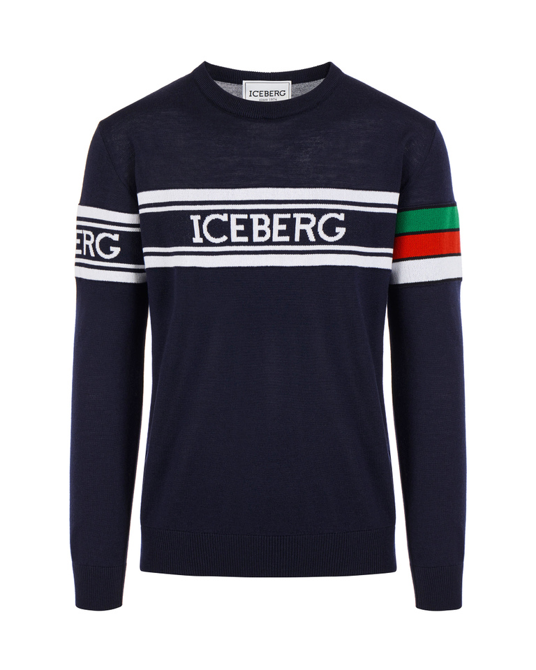 Crew neck sweater with institutional logo - PER FARE LE REGOLE | Iceberg - Official Website