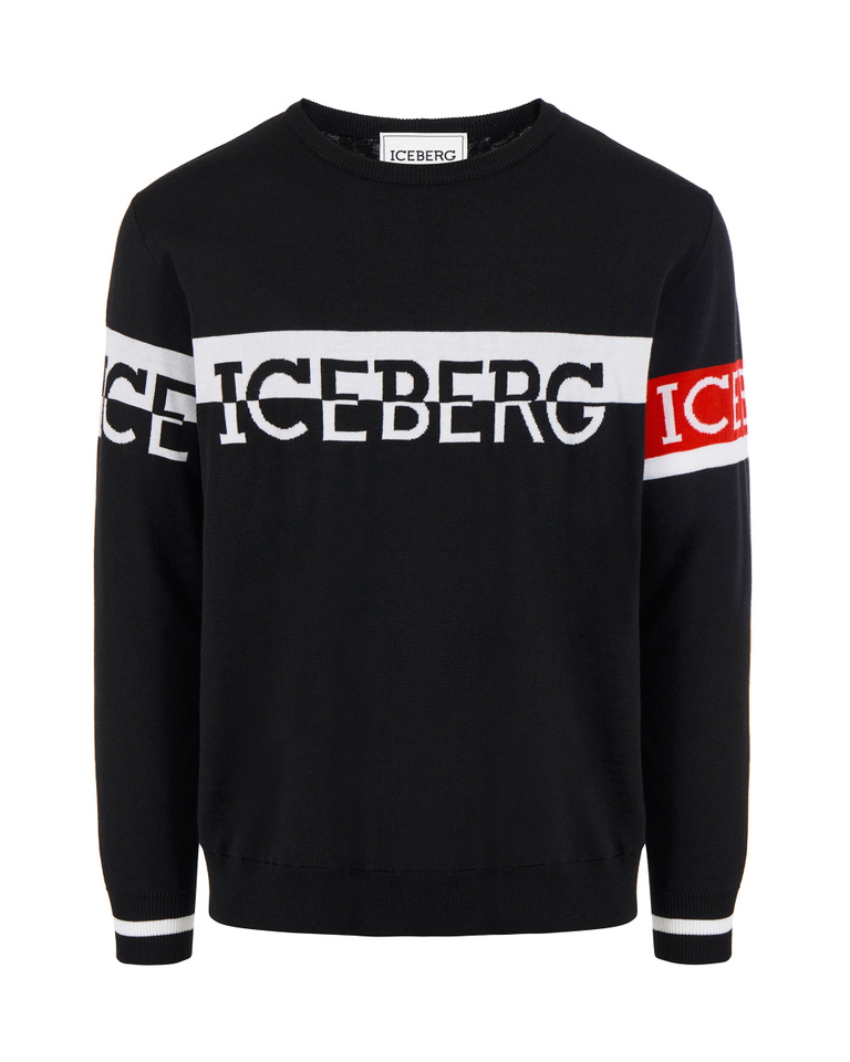 Merino wool sweater with logo - Focus on | Iceberg - Official Website