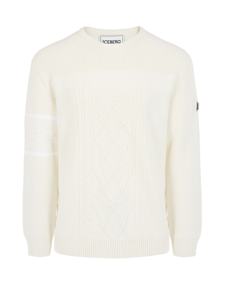 White crew neck sweater - Man | Iceberg - Official Website