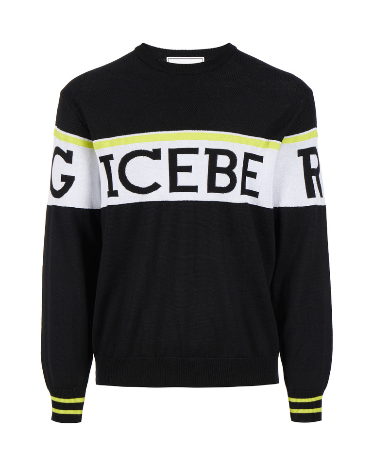 Men's black carryover sweater with logo - Knitwear | Iceberg - Official Website