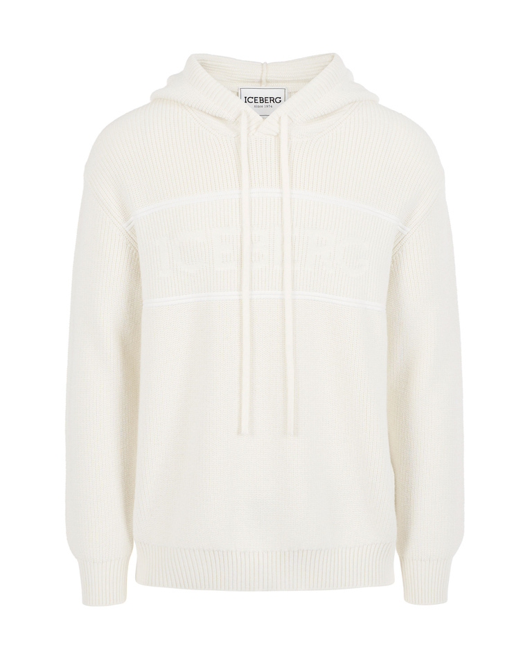 White stitch merino hoodie - Clothing | Iceberg - Official Website
