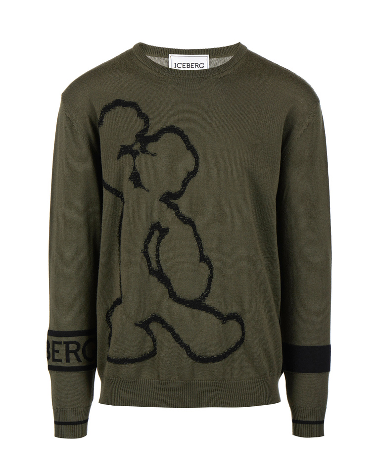 Sage popeye outline sweater - Knitwear | Iceberg - Official Website