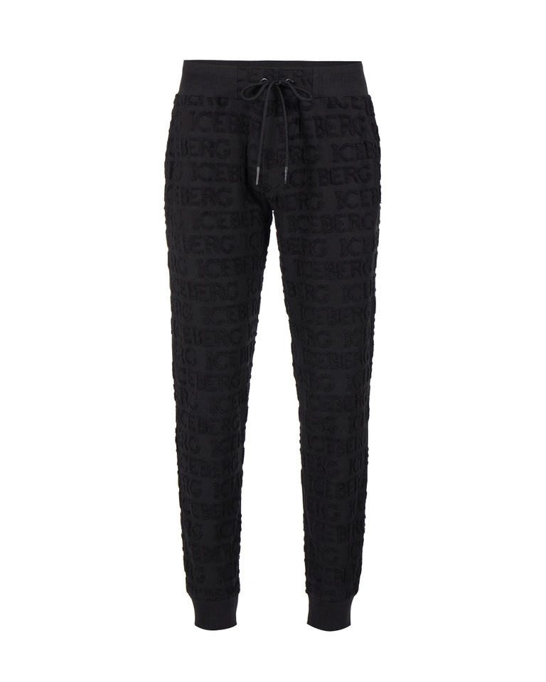 Black joggers with 3D logo - Trousers | Iceberg - Official Website