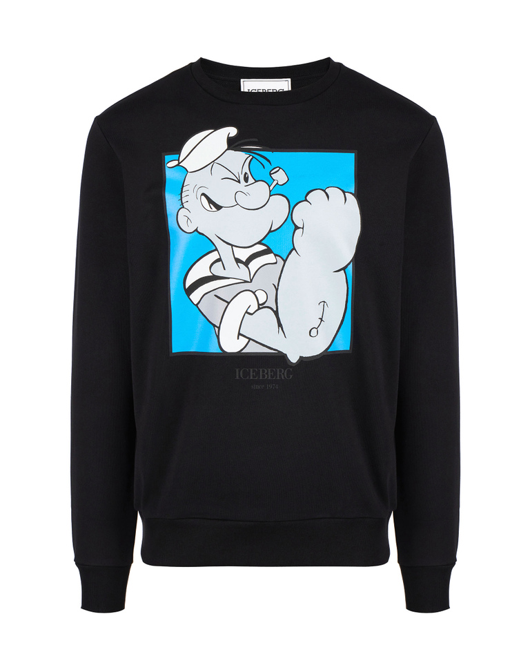Popeye black heritage logo sweatshirt - Sweatshirts | Iceberg - Official Website