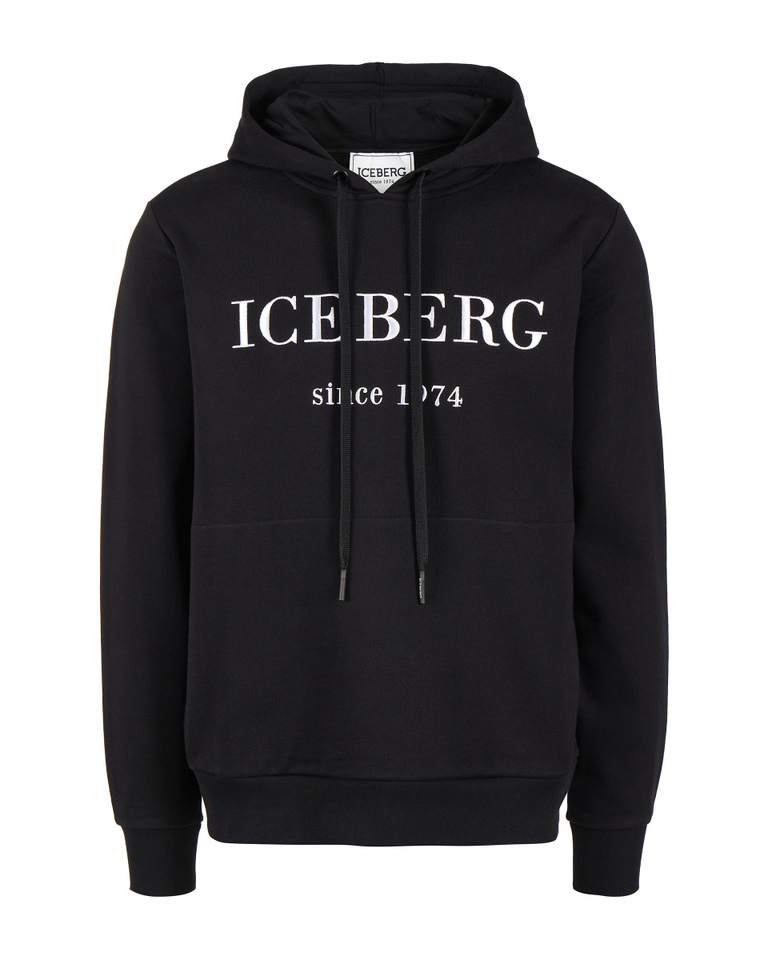 Heritage logo black & white hooded sweatshirt - Sweatshirts | Iceberg - Official Website