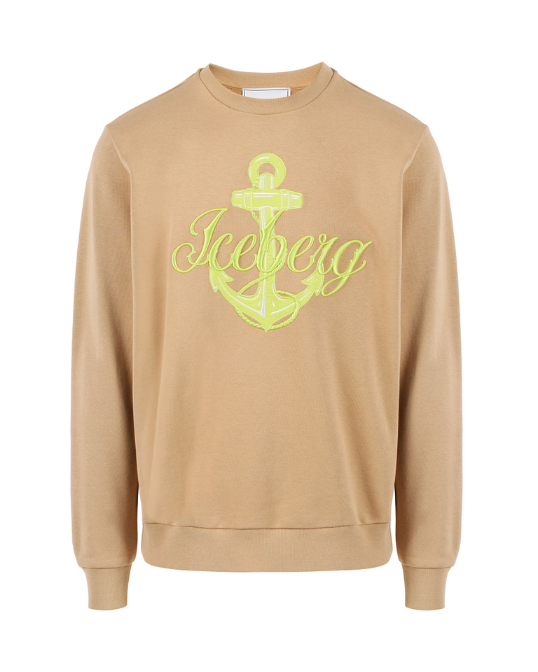 Anchor logo beige sweatshirt - Sweatshirts | Iceberg - Official Website