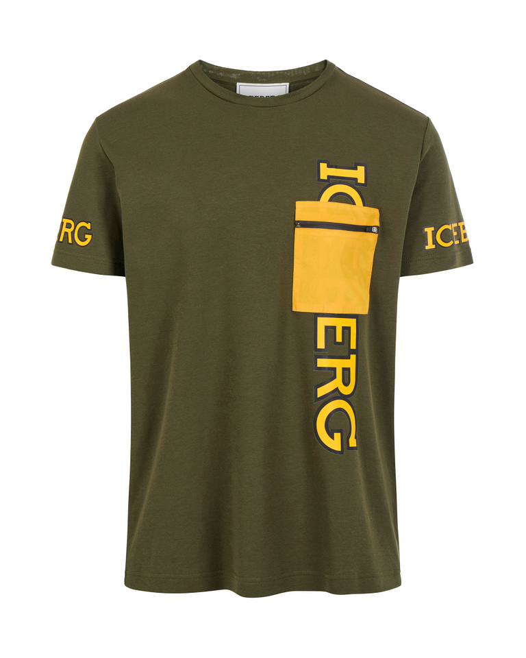 Green T-shirt with pocket - NEW CAMOUFLAGE | Iceberg - Official Website