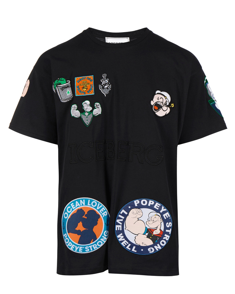 T-shirt nera patch Popeye - POPEYE UOMO | Iceberg - Official Website
