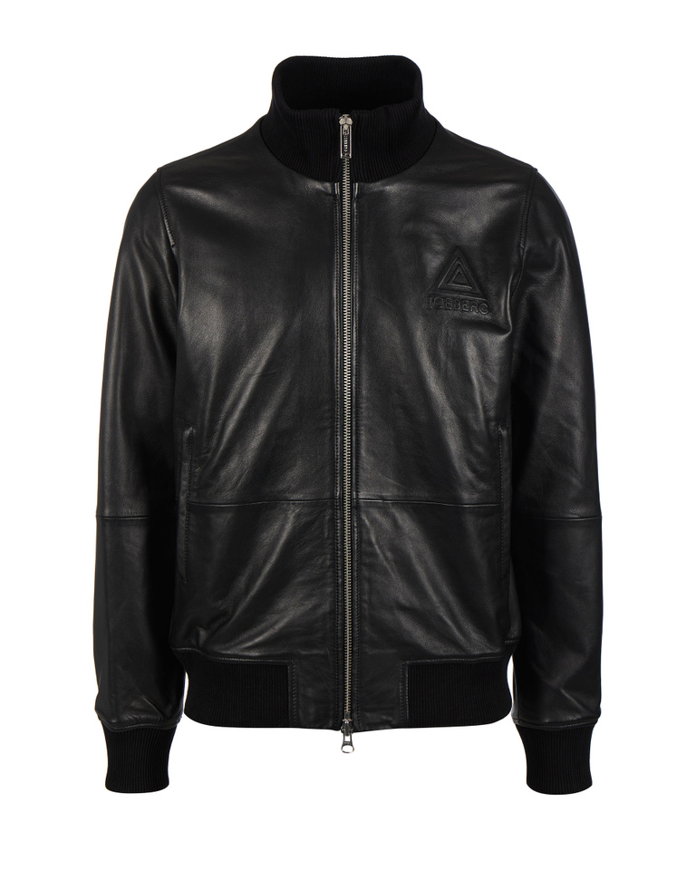 Triangle logo leather bomber jacket - Man | Iceberg - Official Website