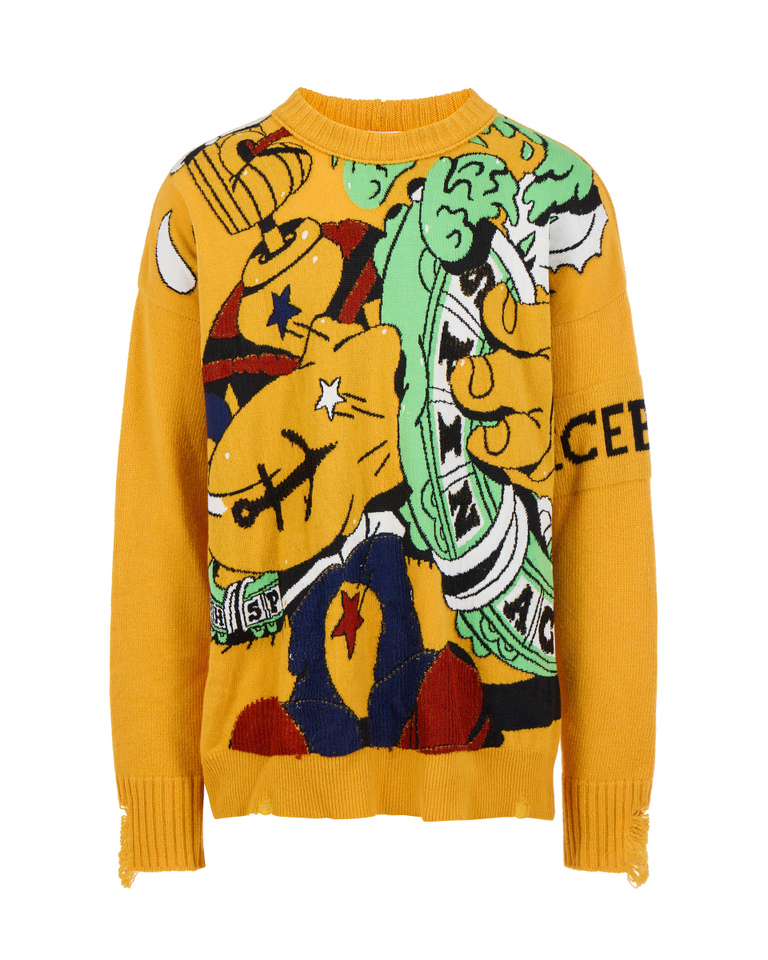 Popeye distressed knitted sweater - Knitwear | Iceberg - Official Website
