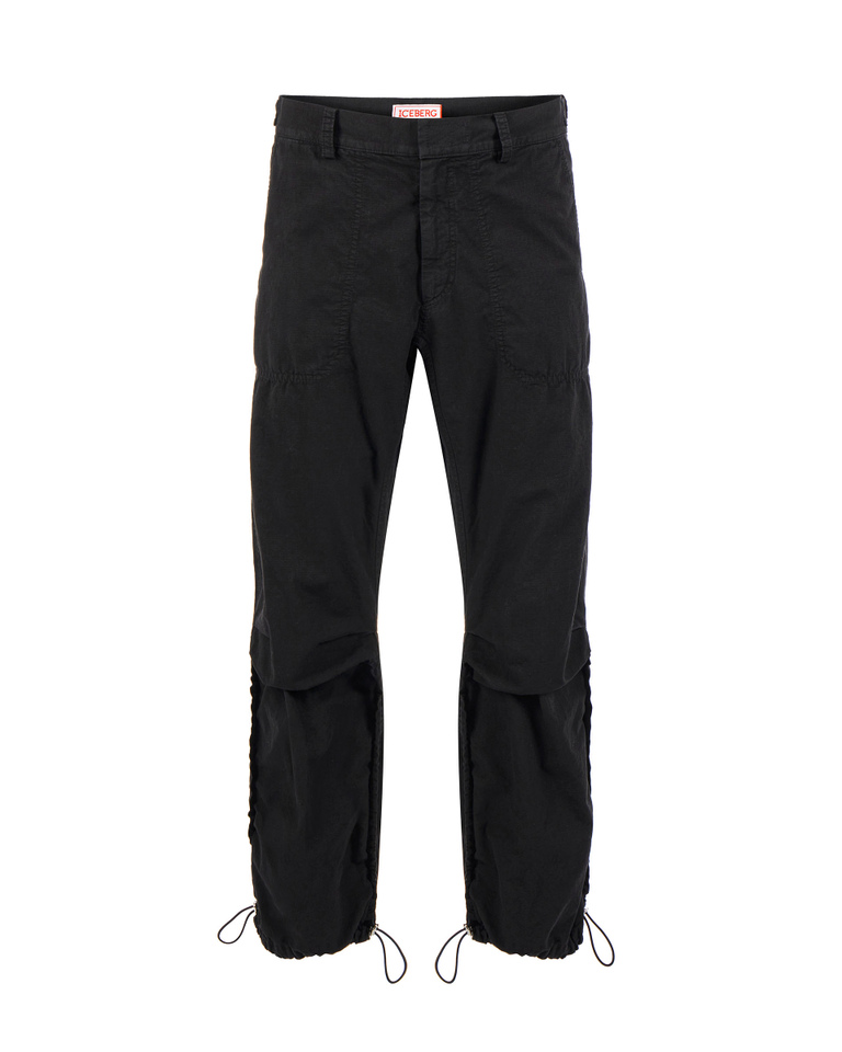 Pantalone relaxed nero con logo - Fashion Show Uomo | Iceberg - Official Website