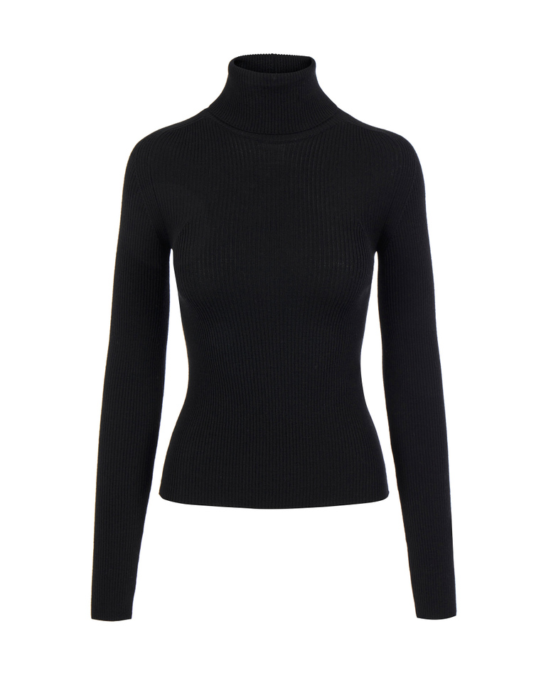 Black merino turtle neck sweater | Iceberg - Official Website