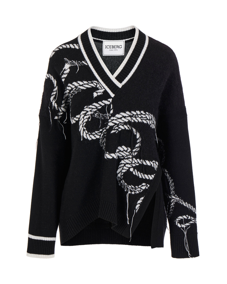 Ropes V-neck sweater - Woman | Iceberg - Official Website
