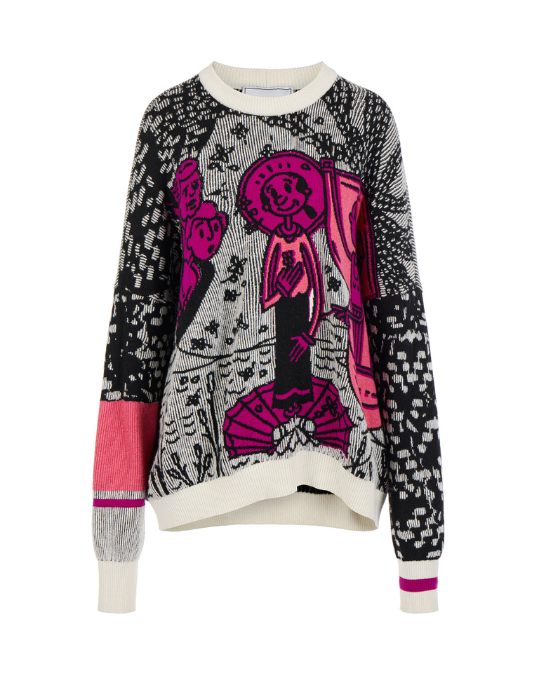 Olive graphic milky white sweater - POPEYE DONNA | Iceberg - Official Website