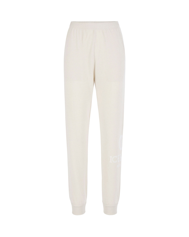 White jogging pants with heritage logo - Trousers | Iceberg - Official Website