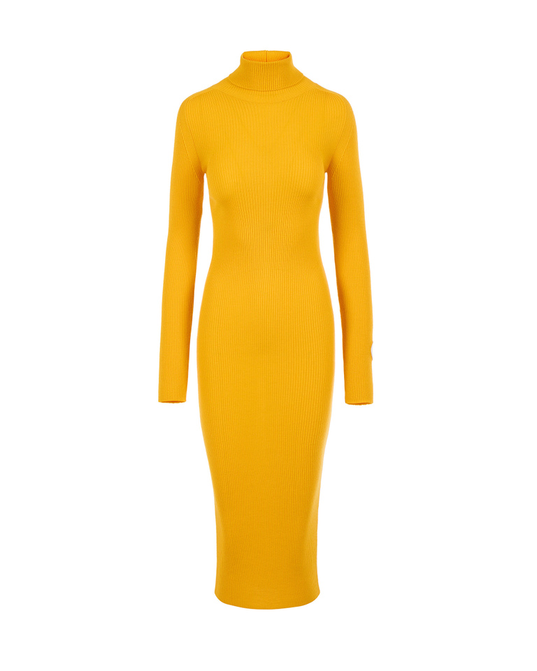Yellow ribbed midi dress - Dresses & Skirts | Iceberg - Official Website
