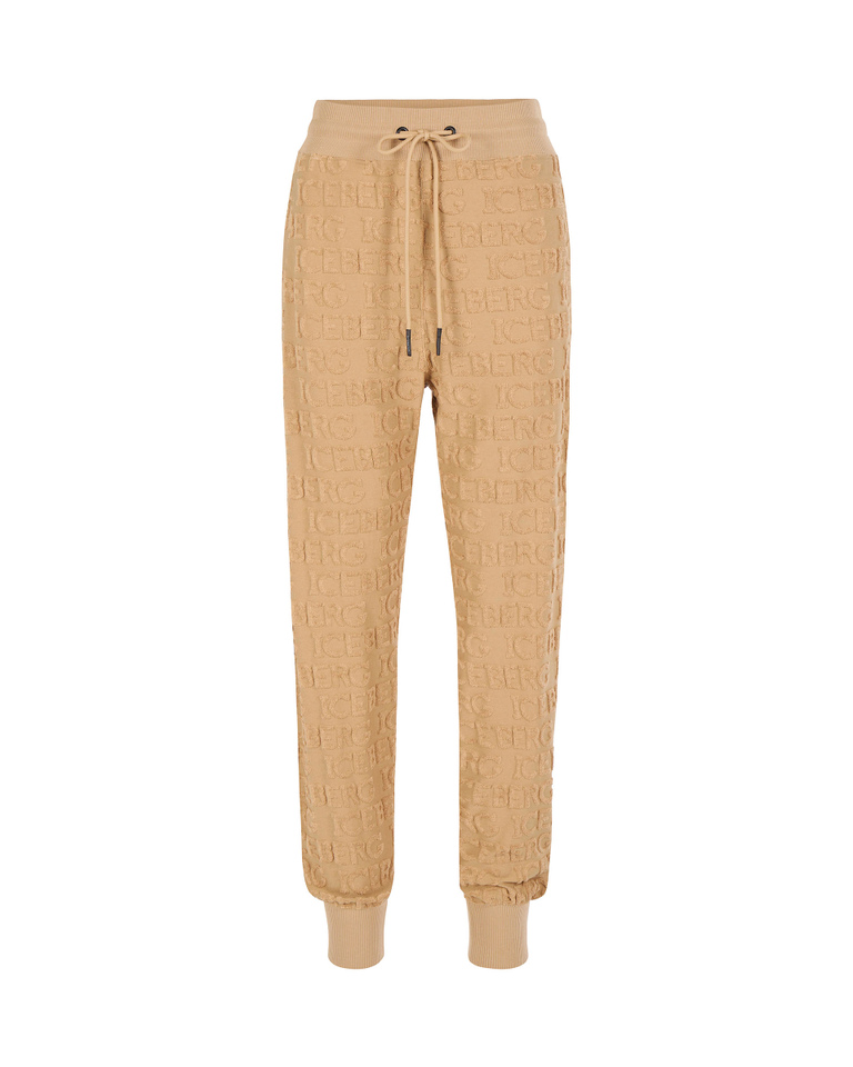 Joggers beige con logo 3D all-over - Pantaloni | Iceberg - Official Website