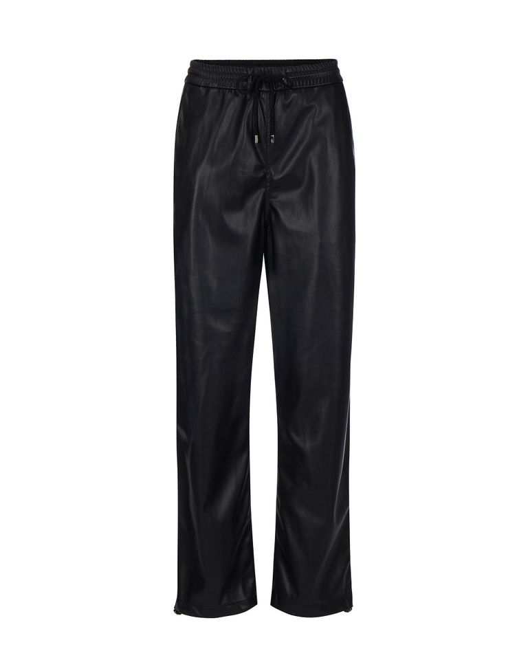 Faux leather black logo joggers - Trousers | Iceberg - Official Website