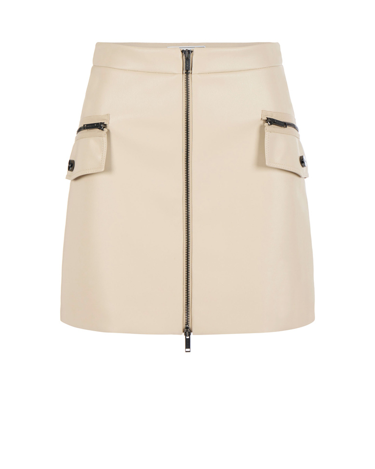 Ecru zip a-line mini skirt - Woman | Iceberg - Official Website