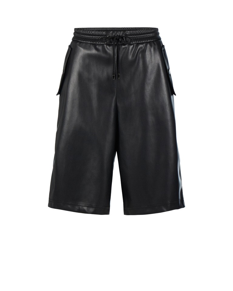 Black faux leather bermuda shorts - PROMO 50% REVAMP SALDI DAL 24/01 AL 28/02 | Iceberg - Official Website