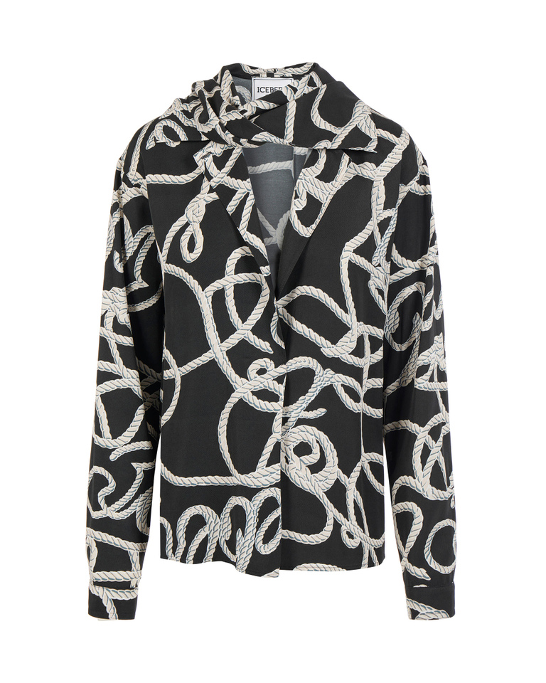 Blusa con stampa ropes e collo a foulard - Donna | Iceberg - Official Website