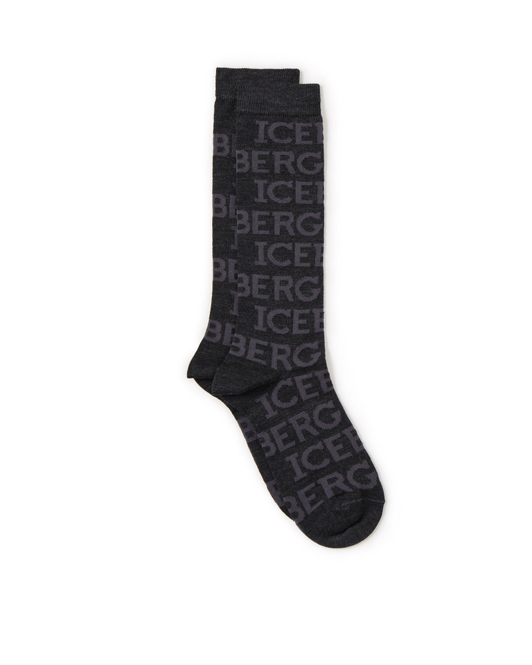 Black socks with institutional logo - socks | Iceberg - Official Website