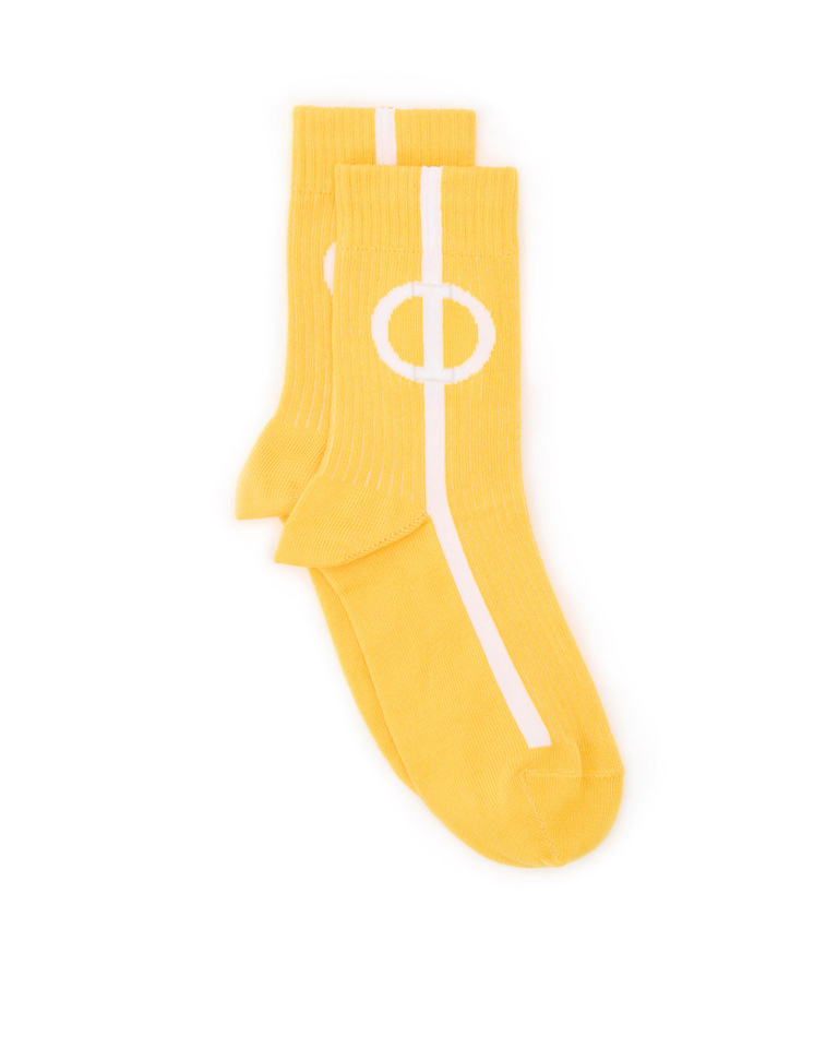 Yellow cotton socks with monogram logo - socks | Iceberg - Official Website
