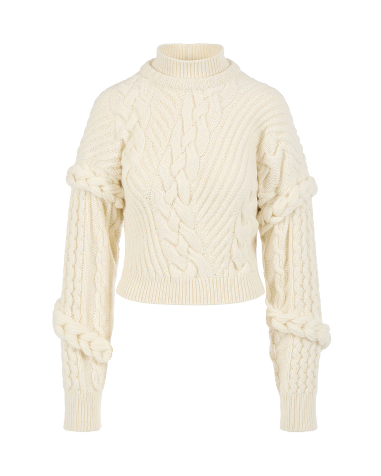 Milky white braided knit sweater - carosello gift guide donna | Iceberg - Official Website