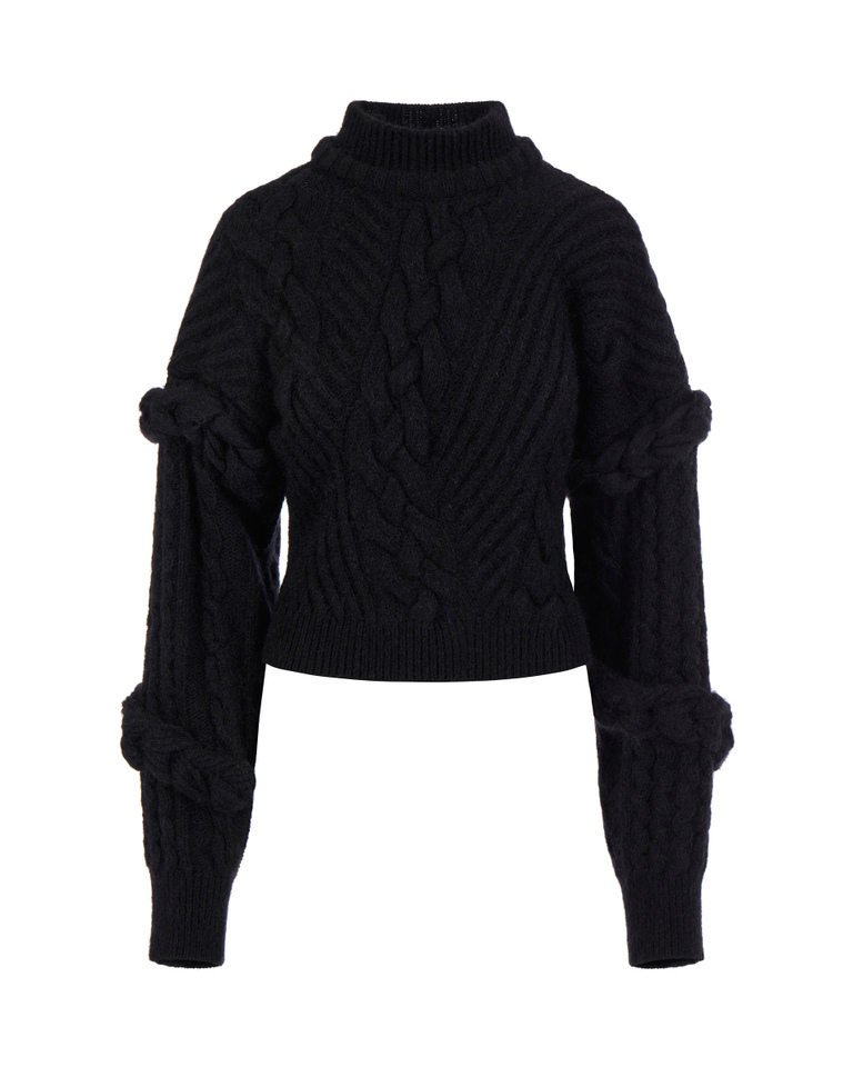 Black braided knit sweater - Woman | Iceberg - Official Website