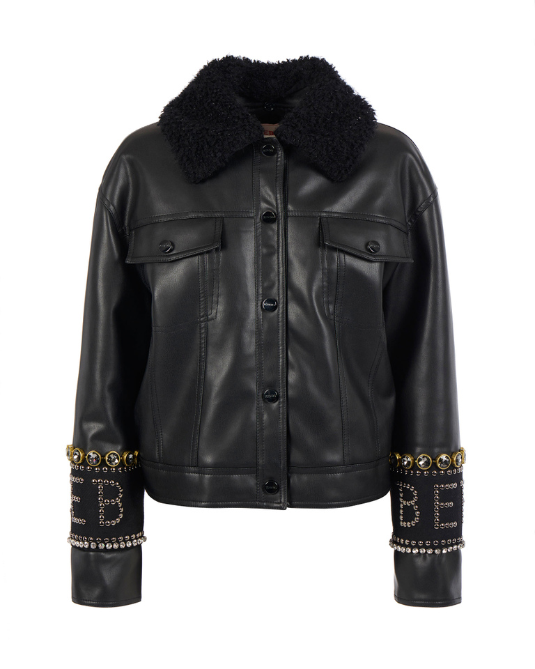 Eco-leather embellished jacket - Outerwear | Iceberg - Official Website