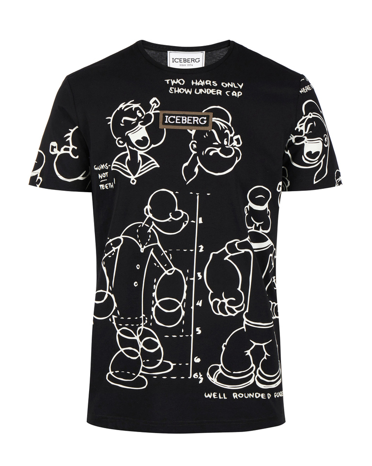 T-shirt nera Multi Popeye - T-shirts | Iceberg - Official Website