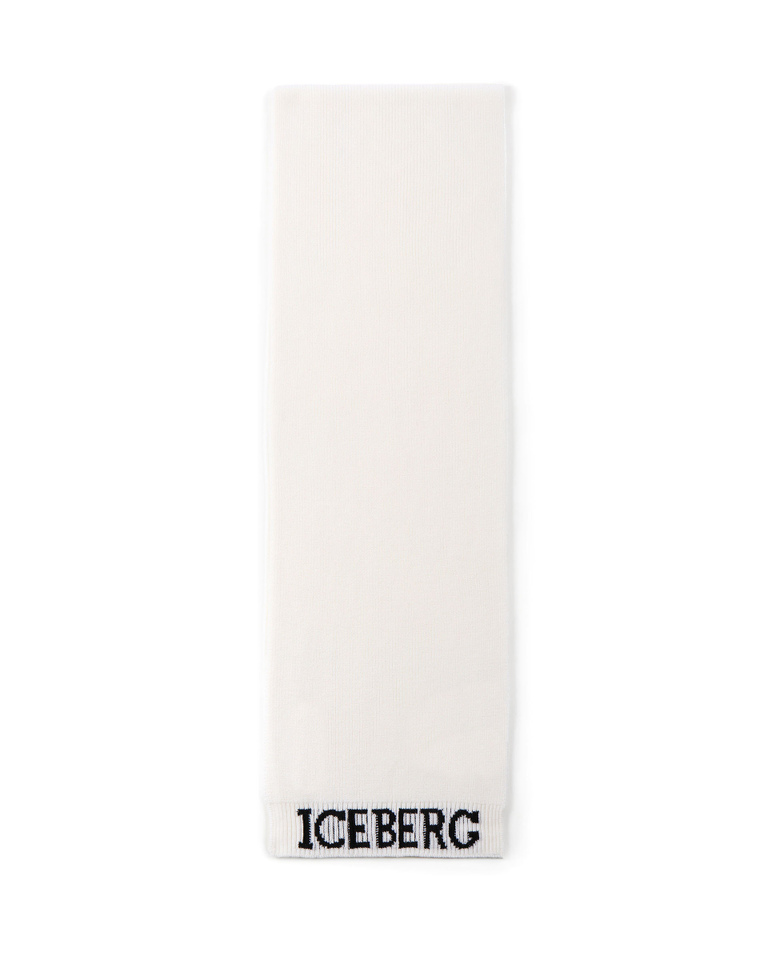 Cream knitted scarf with logo - Hats & Scarves | Iceberg - Official Website